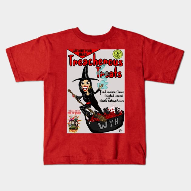 Treacherous Treats Without Your Head Monster Cereal T-Shirt Kids T-Shirt by WithoutYourHead